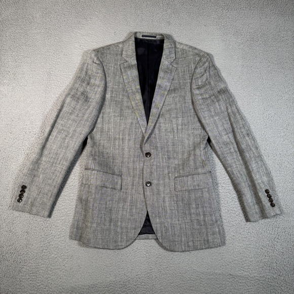 J Crew Blazer Mens 38R Gray Herringbone Ludlow Sportcoat Silk Linen Blend Preppy
